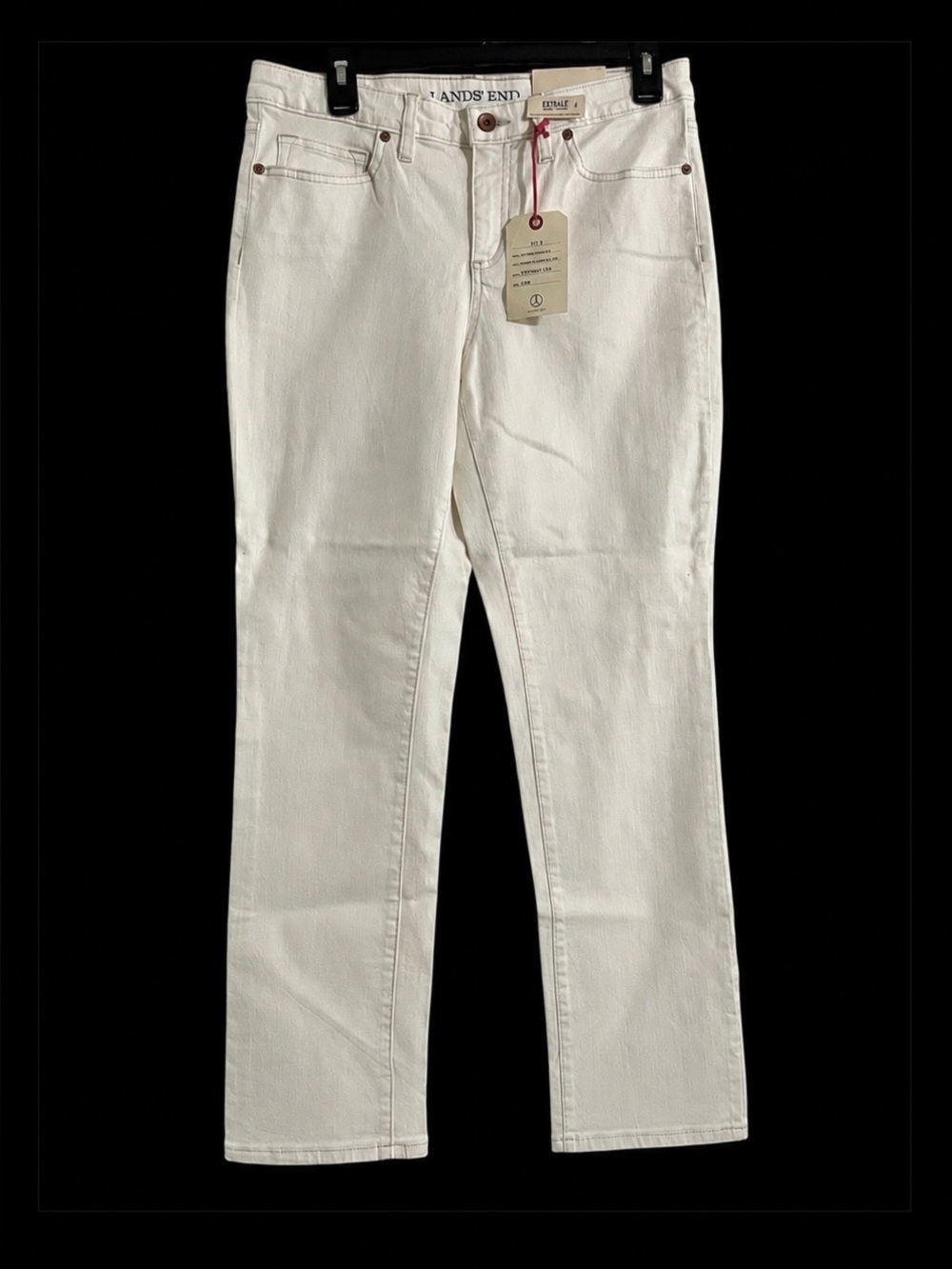 Lands' End Women's Mid-Rise Straight Leg Jeans Clean White Wash Size 8 New Tags
